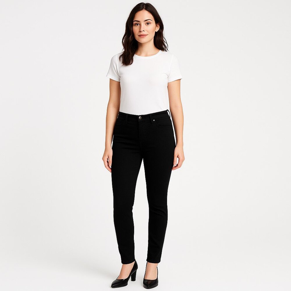 Madewell Black Flat Front Mid Rise Stretch Sleek Skinny Pants Womens 33 NWT